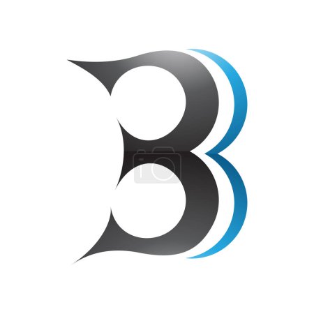 Ilustración de Negro y azul curvas brillante letra B icono que se asemeja al número 3 sobre un fondo blanco - Imagen libre de derechos