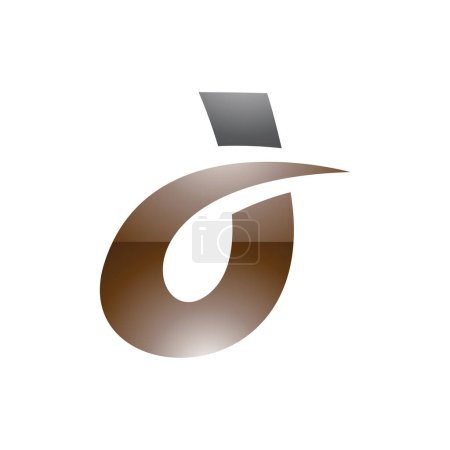 Ilustración de Negro y marrón curvado brillante letra D icono en un fondo blanco - Imagen libre de derechos