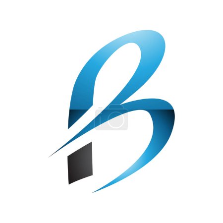 Ilustración de Azul y Negro Slim brillante letra B icono con puntas en un fondo blanco - Imagen libre de derechos