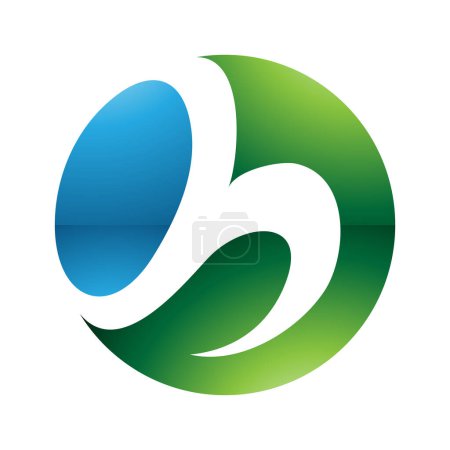 Ilustración de Azul y verde brillante círculo en forma de letra H icono sobre un fondo blanco - Imagen libre de derechos