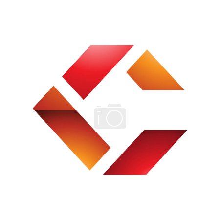 Illustration for Blue and Orange Glossy Square Letter C Icon Made of Rectangles on a White Background - Royalty Free Image
