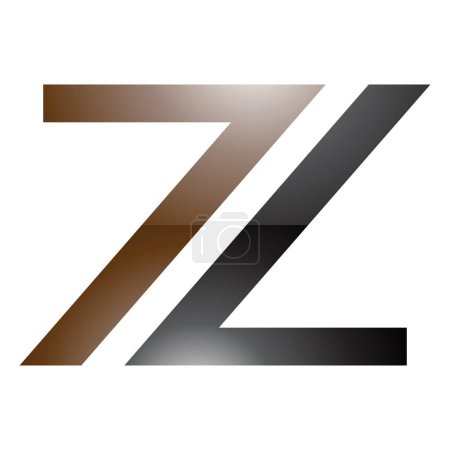 Téléchargez les illustrations : Brun et noir brillant numéro 7 en forme de lettre Z icône sur un fond blanc - en licence libre de droit