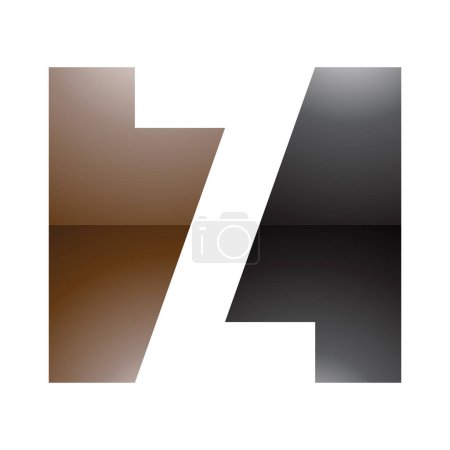 Illustration for Brown and Black Glossy Rectangle Shaped Letter Z Icon on a White Background - Royalty Free Image