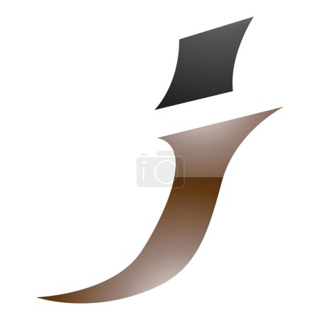 Ilustración de Brown y Negro brillante Spiky Italic Letter J icono sobre un fondo blanco - Imagen libre de derechos