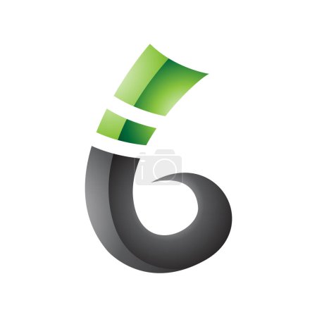 Ilustración de Verde y Negro rizado brillante Spike forma letra B icono sobre un fondo blanco - Imagen libre de derechos