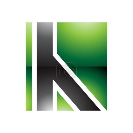 Ilustración de Verde y Negro brillante letra H icono con líneas rectas sobre un fondo blanco - Imagen libre de derechos