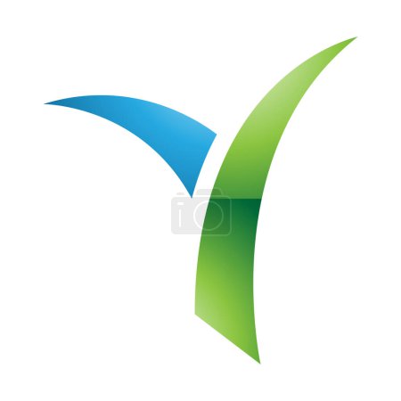 Ilustración de Verde y azul brillante hierba en forma de letra Y icono sobre un fondo blanco - Imagen libre de derechos
