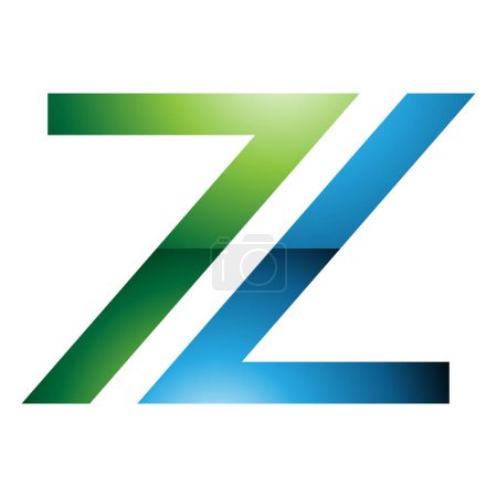 Téléchargez les illustrations : Vert et bleu brillant numéro 7 en forme de lettre Z icône sur un fond blanc - en licence libre de droit