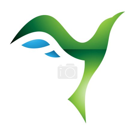 Ilustración de Verde y azul brillante creciente pájaro en forma de letra Y icono sobre un fondo blanco - Imagen libre de derechos