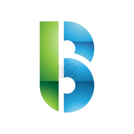 Ilustración de Verde y azul redondo brillante en forma de disco letra B icono sobre un fondo blanco - Imagen libre de derechos