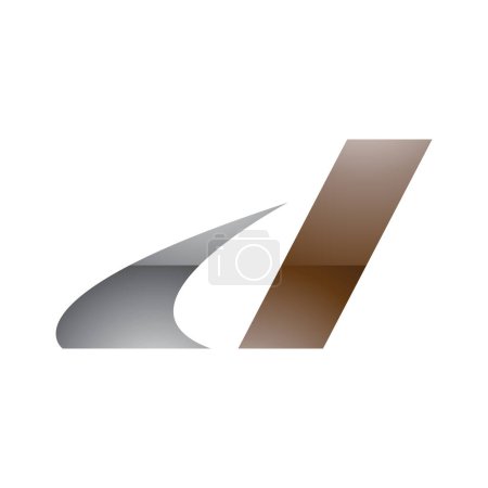 Ilustración de Gris y marrón brillante itálica Swooshy letra D icono sobre un fondo blanco - Imagen libre de derechos