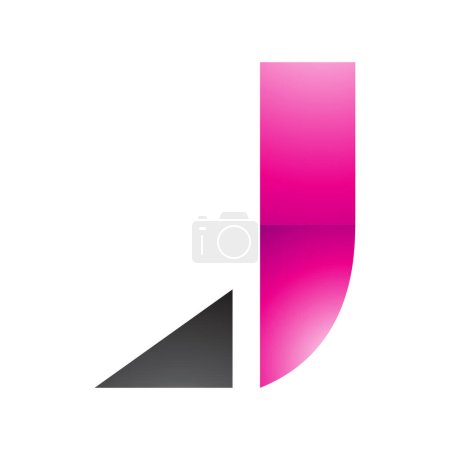 Illustration for Magenta and Black Glossy Letter J Icon with a Triangular Tip on a White Background - Royalty Free Image