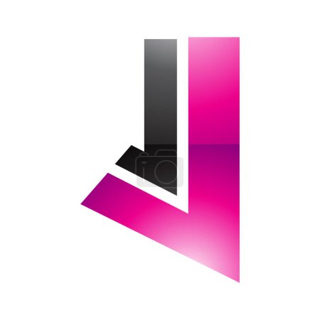 Illustration for Magenta and Black Glossy Letter J Icon with Straight Lines on a White Background - Royalty Free Image