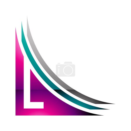 Illustration for Magenta and Green Glossy Letter L Icon with Layers on a White Background - Royalty Free Image