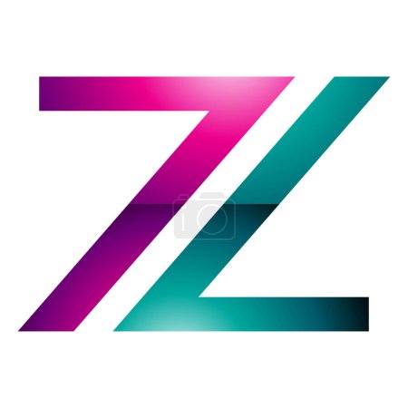 Ilustración de Magenta y verde brillante número 7 en forma de letra Z icono sobre un fondo blanco - Imagen libre de derechos