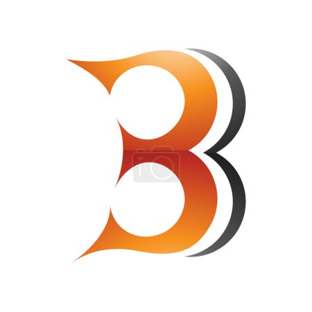 Ilustración de Naranja y Negro Curvy brillante letra B icono que se asemeja al número 3 sobre un fondo blanco - Imagen libre de derechos