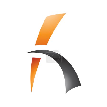Téléchargez les illustrations : Icône H brillant orange et noir avec lignes pointues sur fond blanc - en licence libre de droit