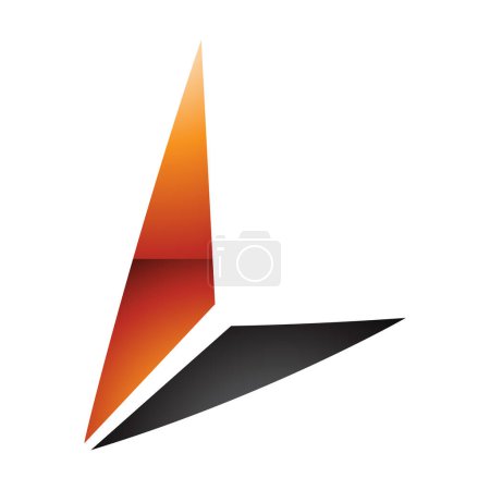 Téléchargez les illustrations : Icône L brillant orange et noir avec des triangles sur fond blanc - en licence libre de droit