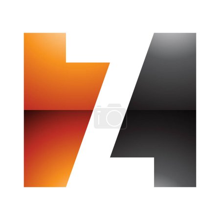 Téléchargez les illustrations : Rectangle brillant orange et noir en forme de lettre Z Icône sur fond blanc - en licence libre de droit