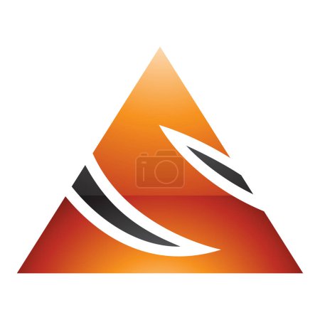 Ilustración de Naranja y Negro brillante triángulo en forma de letra S icono sobre un fondo blanco - Imagen libre de derechos