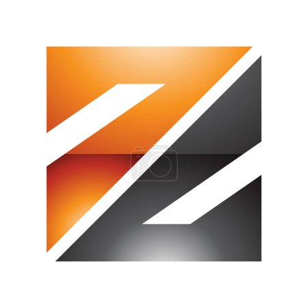 Téléchargez les illustrations : Orange et noir brillant en forme de carré triangulaire lettre Z Icône sur un fond blanc - en licence libre de droit