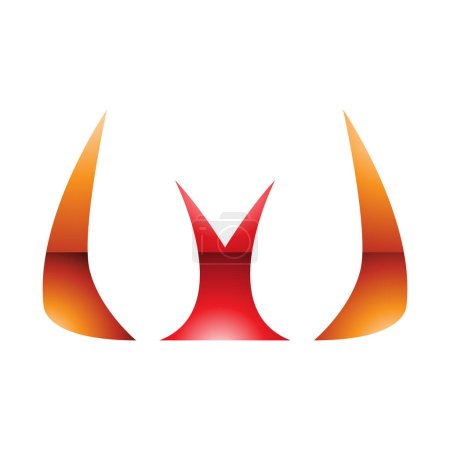 Ilustración de Naranja y rojo brillante cuerno en forma de letra W icono sobre un fondo blanco - Imagen libre de derechos