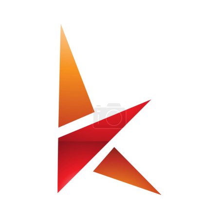 Ilustración de Letra K brillante naranja y roja Icono con triángulos sobre fondo blanco - Imagen libre de derechos