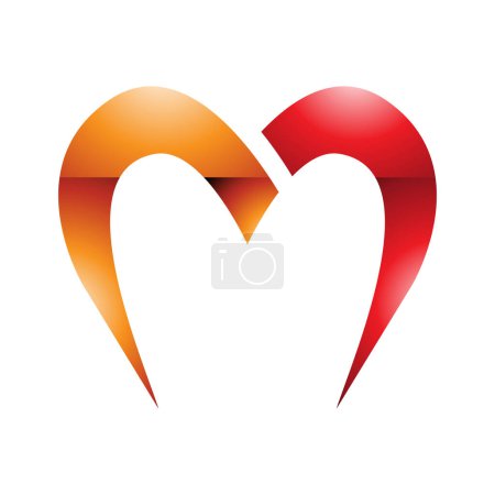 Ilustración de Naranja y rojo brillante paracaídas en forma de letra M icono sobre un fondo blanco - Imagen libre de derechos