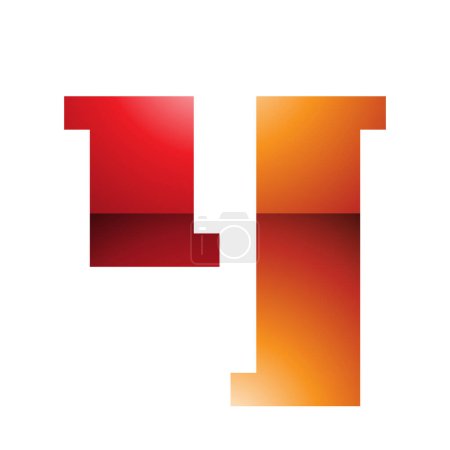 Ilustración de Naranja y rojo brillante sello en forma de letra Y icono sobre un fondo blanco - Imagen libre de derechos