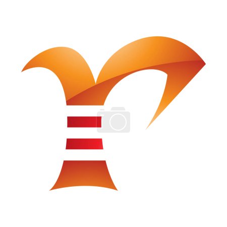 Téléchargez les illustrations : Icône rayée brillante orange et rouge sur fond blanc - en licence libre de droit
