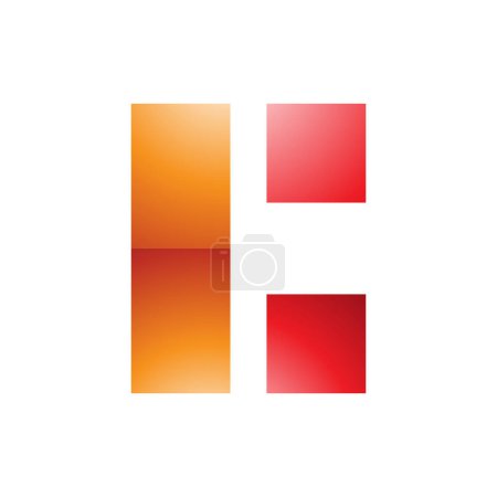 Illustration for Orange and Red Rectangular Glossy Letter C Icon on a White Background - Royalty Free Image