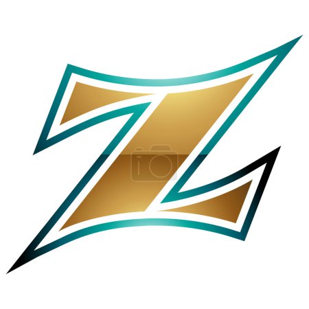Téléchargez les illustrations : Arc brillant persan vert et or en forme d'arc Lettre Z Icône sur fond blanc - en licence libre de droit