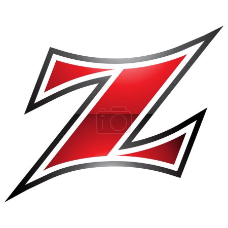 Illustration for Red and Black Glossy Arc Shaped Letter Z Icon on a White Background - Royalty Free Image