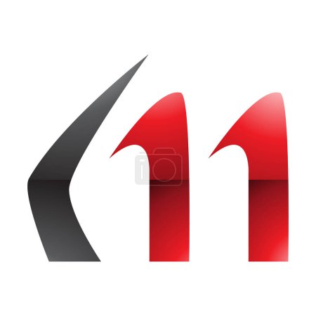 Ilustración de Rojo y Negro Cuerno brillante en forma de letra M icono sobre un fondo blanco - Imagen libre de derechos
