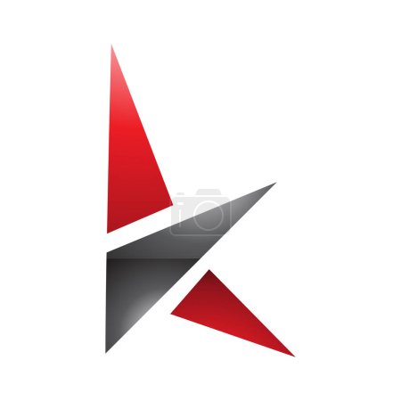 Ilustración de Letra brillante roja y negra K Icono con triángulos sobre fondo blanco - Imagen libre de derechos