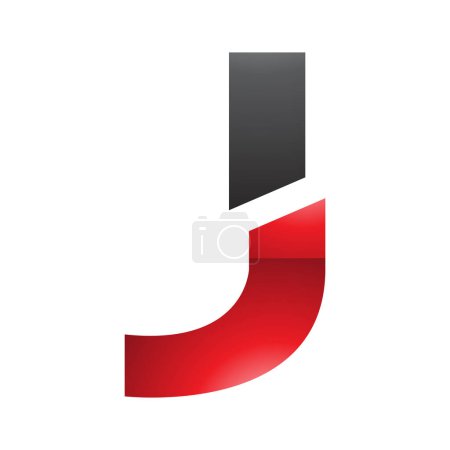 Ilustración de Rojo y Negro brillante letra dividida J icono en un fondo blanco - Imagen libre de derechos