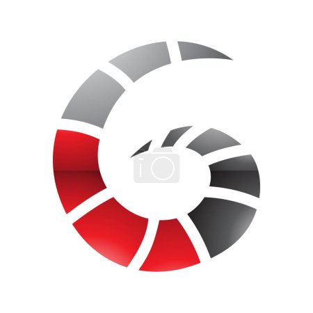 Ilustración de Rojo y Negro brillante Swirly Letra G icono con rayas sobre un fondo blanco - Imagen libre de derechos