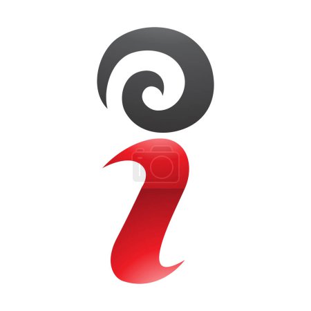 Ilustración de Rojo y Negro brillante Swirly Carta I icono sobre un fondo blanco - Imagen libre de derechos