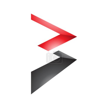 Ilustración de Rojo y Negro brillante Zigzag en forma de letra B icono sobre un fondo blanco - Imagen libre de derechos