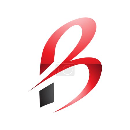 Ilustración de Rojo y Negro Slim brillante letra B icono con puntas en un fondo blanco - Imagen libre de derechos