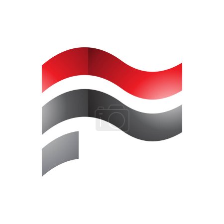 Ilustración de Rojo y Negro ondulado brillante bandera en forma de letra F icono sobre un fondo blanco - Imagen libre de derechos