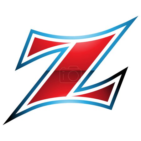 Illustration for Red and Blue Glossy Arc Shaped Letter Z Icon on a White Background - Royalty Free Image