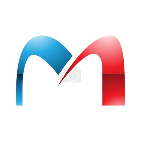 Illustration for Red and Blue Glossy Arch Shaped Letter M Icon on a White Background - Royalty Free Image
