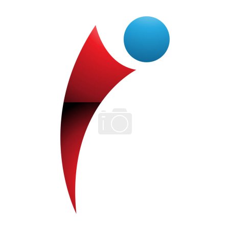 Ilustración de Rojo y azul brillante arqueamiento persona en forma de letra I icono sobre un fondo blanco - Imagen libre de derechos
