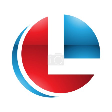 Téléchargez les illustrations : Cercle brillant rouge et bleu en forme de lettre L Icône sur fond blanc - en licence libre de droit