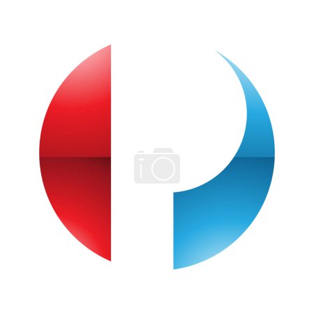 Téléchargez les illustrations : Icône P en forme de cercle brillant rouge et bleu sur fond blanc - en licence libre de droit