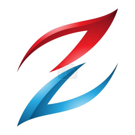 Ilustración de Rojo y azul brillante fuego en forma de letra Z icono sobre un fondo blanco - Imagen libre de derechos