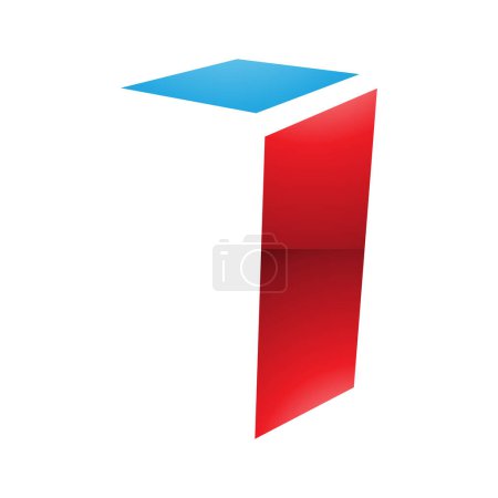 Illustration for Red and Blue Glossy Folded Letter I Icon on a White Background - Royalty Free Image