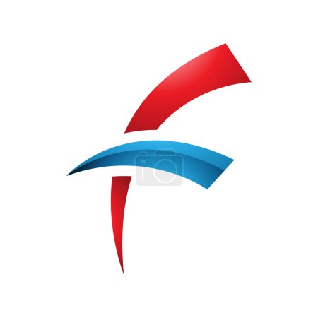 Ilustración de Icono de letra F brillante rojo y azul con líneas redondas puntiagudas sobre un fondo blanco - Imagen libre de derechos