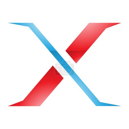 Illustration for Red and Blue Glossy Pointy Tipped Letter X Icon on a White Background - Royalty Free Image